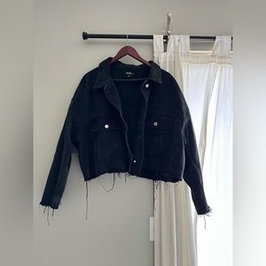 Misguided black denim cropped jacket